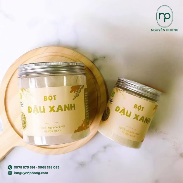 in tem nhãn bánh đậu xanh bằng chất decal nhựa
